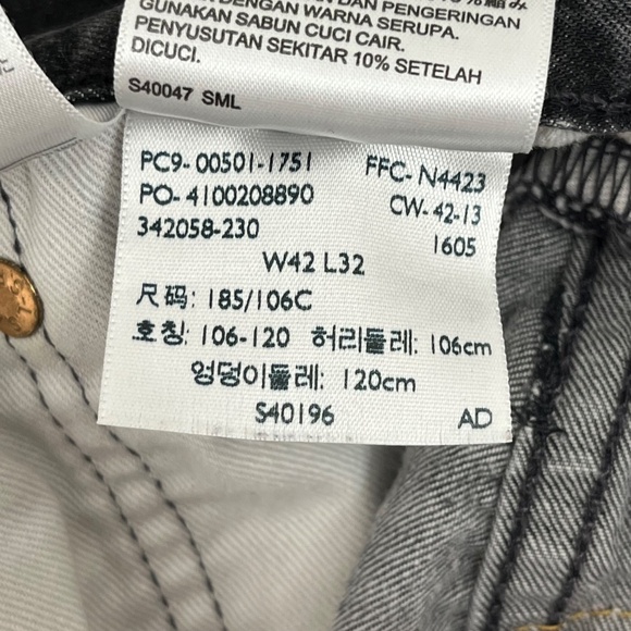 Vtg Levi's 501 Jeans Mens 42x32 Made In USA Black Button Fly Straight Denim - Picture 10 of 13